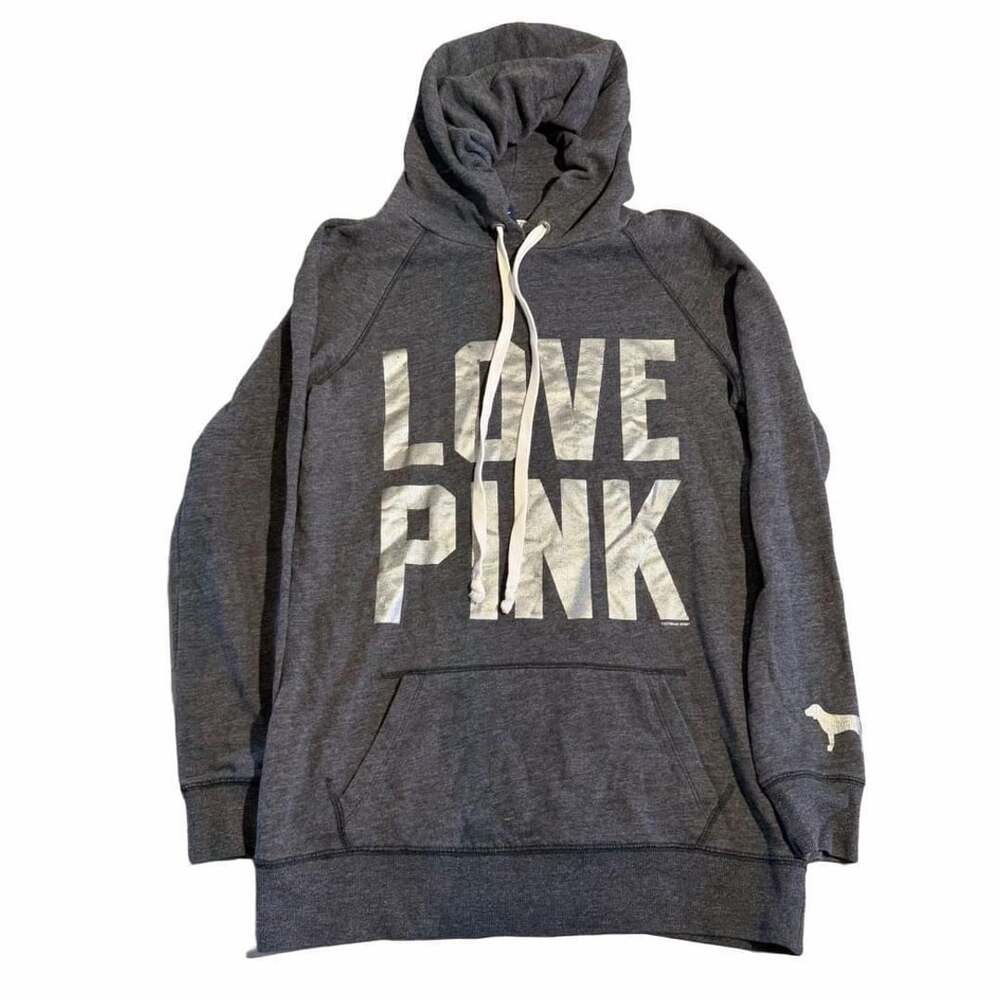 Victoria's Secret Pink Hoodie Size S Gray Love Pink Graphic Pullover